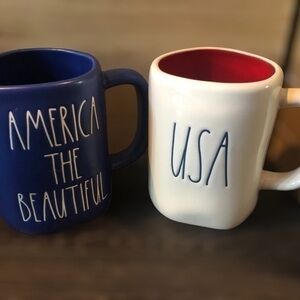 Rae Dunn Red White Blue Patriotic Coffee Mugs Set